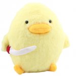 Plush duck with knife