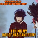 Lolita Duster | WHERE DOES ALL OF THIS DUST KEEP COMING FROM? I THINK MY HOUSE HAS DANDRUFF! | image tagged in lolita duster | made w/ Imgflip meme maker