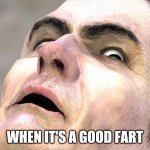 My fart is art | WHEN IT'S A GOOD FART | image tagged in g-man from half-life | made w/ Imgflip meme maker