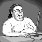 fat guy naked behind computer