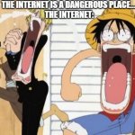 this looks pretty dangerous | THE INTERNET IS A DANGEROUS PLACE....
THE INTERNET: | image tagged in one piece | made w/ Imgflip meme maker