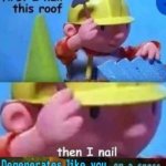 First I nail this roof