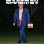 Sad Trump | WHEN YOU THINK YOU HAVE ONE GOLD FISH LEFT BUT THERE IS RLLY NONE LEFT | image tagged in sad trump | made w/ Imgflip meme maker