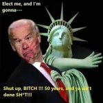 Joe Biden and statue of liberty