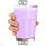 new milk | NEW; MILK | image tagged in gryp milk,grapes,grape,purple,milk | made w/ Imgflip meme maker