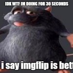 me using reddit for the first time | IDK WTF IM DOING FOR 30 SECONDS; so i say imgflip is better | image tagged in idk man but idc | made w/ Imgflip meme maker