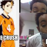 my anime crush vs my bff | MY BFF; MY ANIME CRUSH | image tagged in my anime crush vs my bff,anime,haikyuu | made w/ Imgflip meme maker