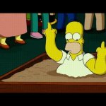 Homer sticking his middle fingers up GIF Template