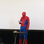 Spider-Man doing a presentation meme