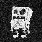 Deepfried spongebob skeleton meme