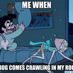 Steven Universe | ME WHEN; A BUG COMES CRAWLING IN MY ROOM | image tagged in steven universe | made w/ Imgflip meme maker