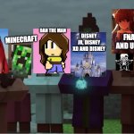 Villager news Pissed but it's my favorites picking on Disney, my enemy! | DAN THE MAN; ANGRY BIRDS; DISNEY JR, DISNEY XD AND DISNEY; FNAF, DDLC AND UNDERTALE; MINECRAFT; MY LITTLE PONY | image tagged in villager news pissed,dan the man,minecraft,mlp,fnaf,disney | made w/ Imgflip meme maker