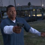 Franklin pointing a gun meme