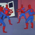 4 Spiderman pointing at each other meme