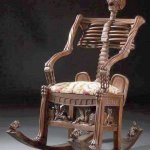 Skeleton Chair Wooden Rocking Chair Horror