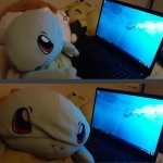Angry stuffed animal/creature watching computer(tatu)