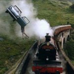 Potter flying car train meme