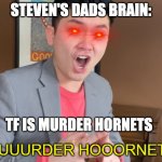 MURDER HORNET! | STEVEN'S DADS BRAIN: TF IS MURDER HORNETS | image tagged in murder hornets | made w/ Imgflip meme maker