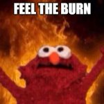 someone put this in a gym | FEEL THE BURN | image tagged in hellmo | made w/ Imgflip meme maker
