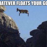 I wont do that until goats fl- WHAT THE HELL IS THAT IN THE AIR | WHATEVER FLOATS YOUR GOAT | image tagged in whatever floats your goat,goat fly | made w/ Imgflip meme maker