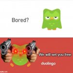 Death | We will set you free | image tagged in bored,duolingo bird,duolingo 5 in a row,memes,funny,death | made w/ Imgflip meme maker