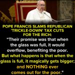 Pope Francis Republican trickle-down tax cuts meme