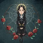 WEDNESDAY ADDAMS AND ROSES ART