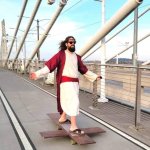 JESUS SKATES ON A CROSS SKATEBOARD