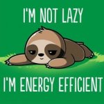 Sloth I’m not lazy I’m energy efficient meme