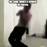 LOL!! W H EE Z E | ME: LOOK THERE'S A SPIDER!
MY SISTER: | image tagged in gifs,lol,lol so funny | made w/ Imgflip video-to-gif maker