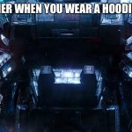 Mechagodzilla Stare | YOUR TEACHER WHEN YOU WEAR A HOODIE IN SCHOOL | image tagged in mechagodzilla stare | made w/ Imgflip meme maker