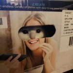 Box with woman photo cat looking through cut out meme