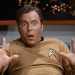 Star Trek Kirk shocked with hands up
