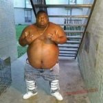 fat dude in hallway