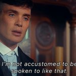 Peaky Blinders I'm not accustomed to be spoken to like that meme