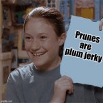 Kristy's Flyer | Prunes are plum jerky | image tagged in kristy's flyer,memes | made w/ Imgflip meme maker