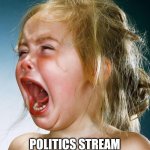 Politics are just a bunch of crybabies | POLITICS STREAM SUMMED UP IN ONE PICTURE | image tagged in cry baby,memes,fun | made w/ Imgflip meme maker