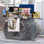 anti - doge tonk | ANTI - DOGE | image tagged in tonk,grumpy cat,nyan cat,memes,funny cat memes | made w/ Imgflip meme maker