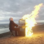piano in fire