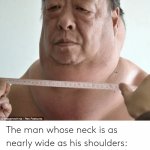 Thick neck Chinese man