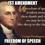 Bill of Rights | 1ST AMENDMENT; FREEDOM OF SPEECH | image tagged in george washington | made w/ Imgflip meme maker