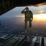 Army soldier jumping out of plane meme