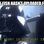 The e | WHEN TANK FISH HASN'T UPLOADED FOR A WEEK:; WHERE IS TANK FISH? IS HE SAFE? IS HE ALRIGHT? | image tagged in darth vader is she safe | made w/ Imgflip meme maker