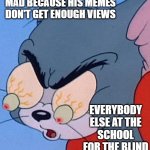 Unsettled Tom | MAD BECAUSE HIS MEMES DON'T GET ENOUGH VIEWS; EVERYBODY ELSE AT THE
SCHOOL FOR THE BLIND | image tagged in memes,funny,unsettled tom,funny memes | made w/ Imgflip meme maker