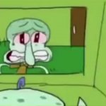 Squidward crying in the bathroom