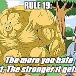 Buff Pikachu | RULE 19:; The more you hate it, The stronger it gets. | image tagged in buff pikachu | made w/ Imgflip meme maker