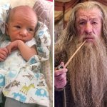 Baby looks like Gandalf