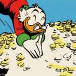 Scrooge mcduck diving into money