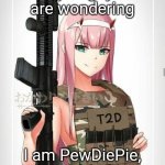 This template is huge PP | If you guys are wondering; I am PewDiePie, not even kidding | image tagged in 2nd amendment zero two | made w/ Imgflip meme maker