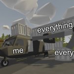 creative title | everything; everything else; me | image tagged in unturned box plane,unturned,underrated template | made w/ Imgflip meme maker